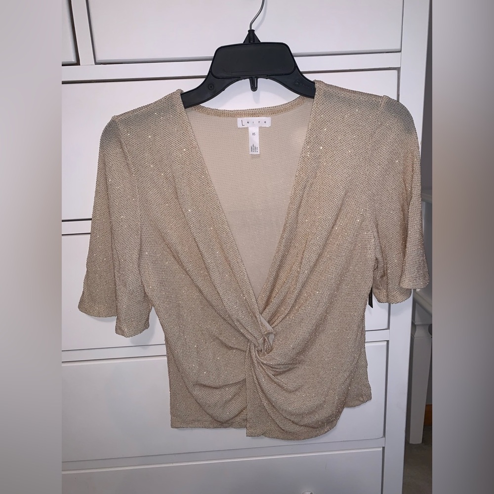 Leith Gold Shimmer Top